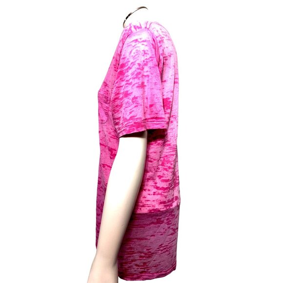 Alternative Soft Sheer Short Sleeve T Shirt Tie Dye Pink V Neck Size Med Cotton - Picture 2 of 8